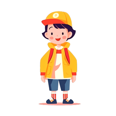 亚洲幼儿园带小黄帽儿童图形素材