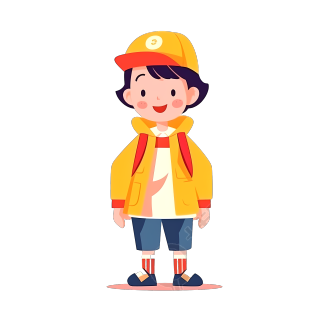 亚洲幼儿园带小黄帽儿童图形素材