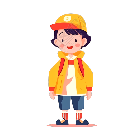 亚洲幼儿园带小黄帽儿童图形素材