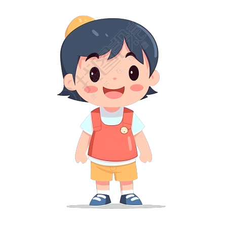 亚洲幼儿园小男孩插画素材