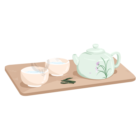 小清新兰花茶壶凉茶元素插画
