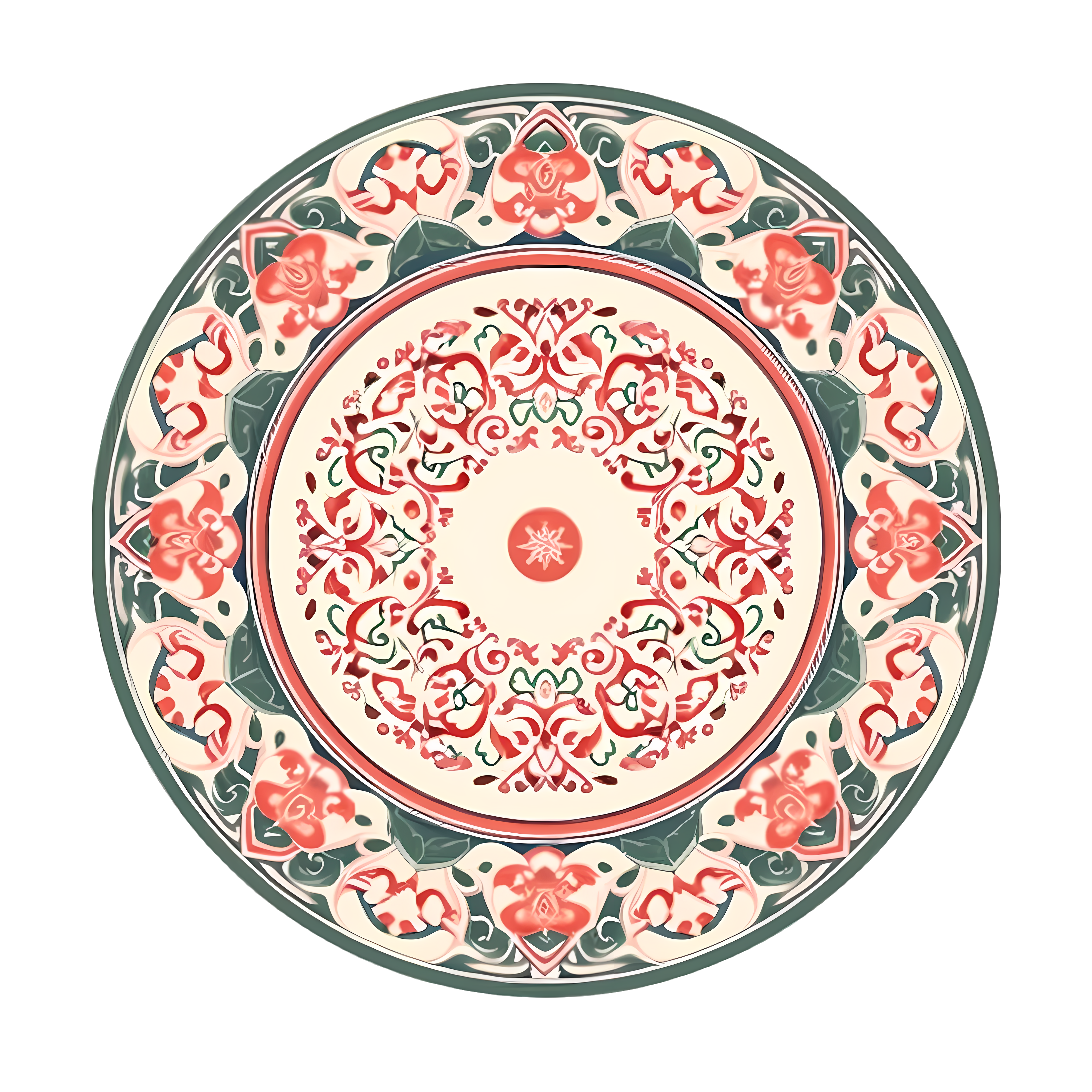 东方风格圆盘白底扁平插画图形素材