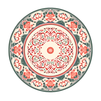 东方风格圆盘白底扁平插画图形素材