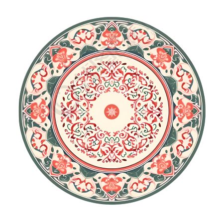 东方风格圆盘白底扁平插画图形素材