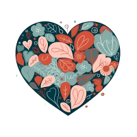 手绘心形图案平面插画素材