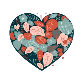 手绘心形图案平面插画素材