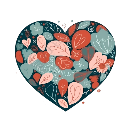手绘心形图案平面插画素材