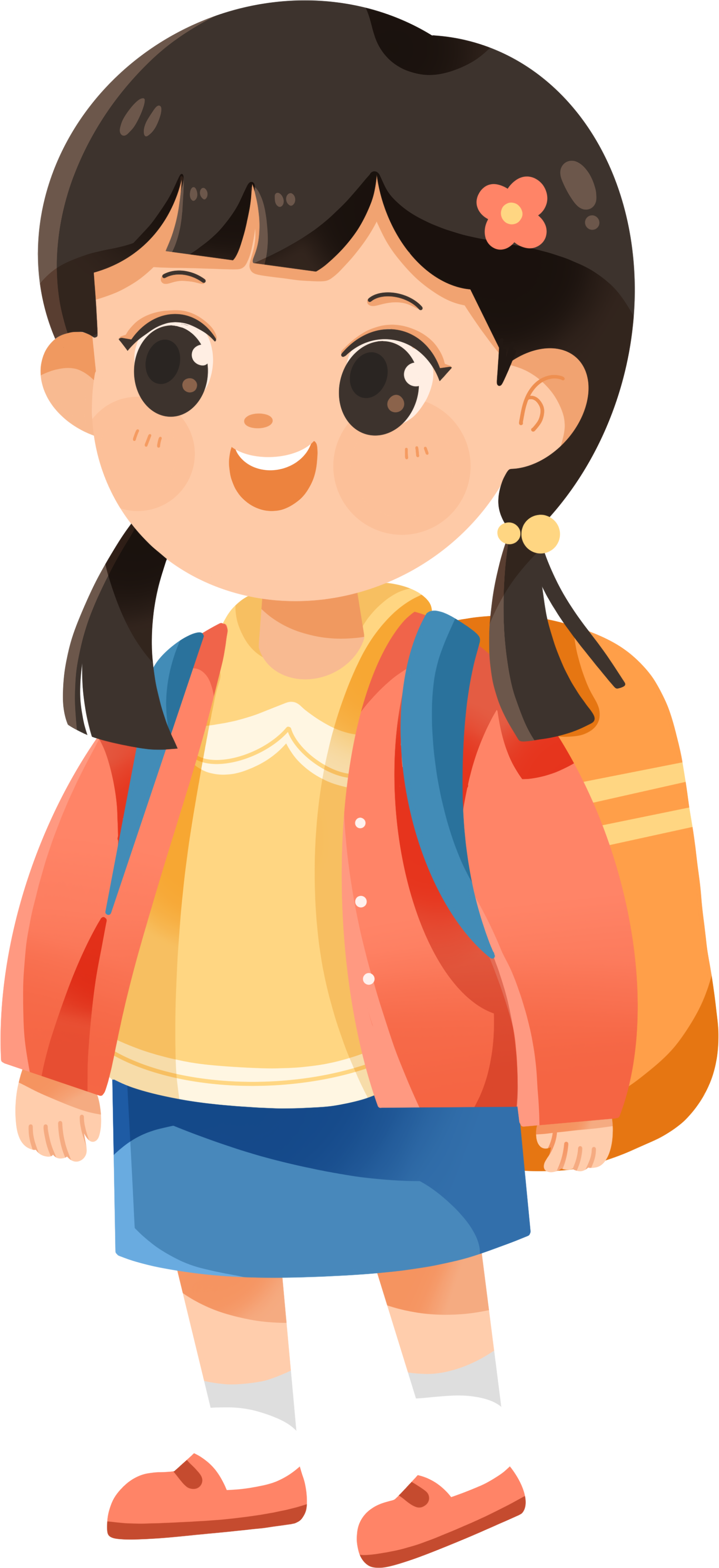 背书包的小女生幼儿园小姑娘插画