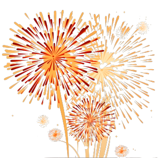 白底扁平插画绚丽的烟花PNG素材