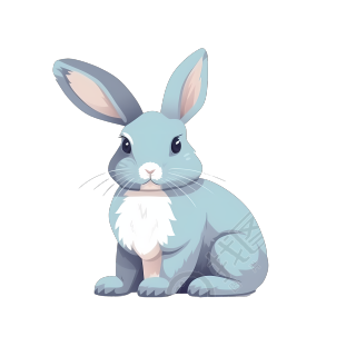 灰色兔子平面插画设计元素