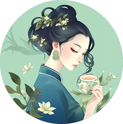 绿色圆形框古风女子元素PNG图形素材