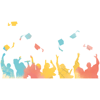 色彩斑斓的毕业生手绘插画PNG