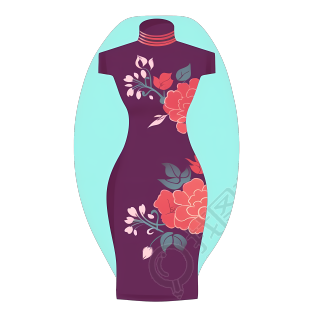 透明背景旗袍插画PNG素材