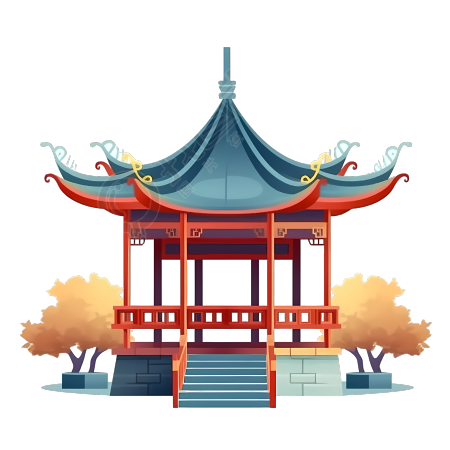 传统建筑凉亭插画设计素材