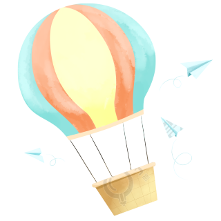 空中七彩热气球插画元素