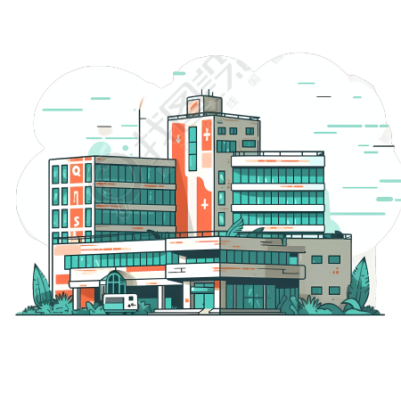 透明背景高清素材医院插画