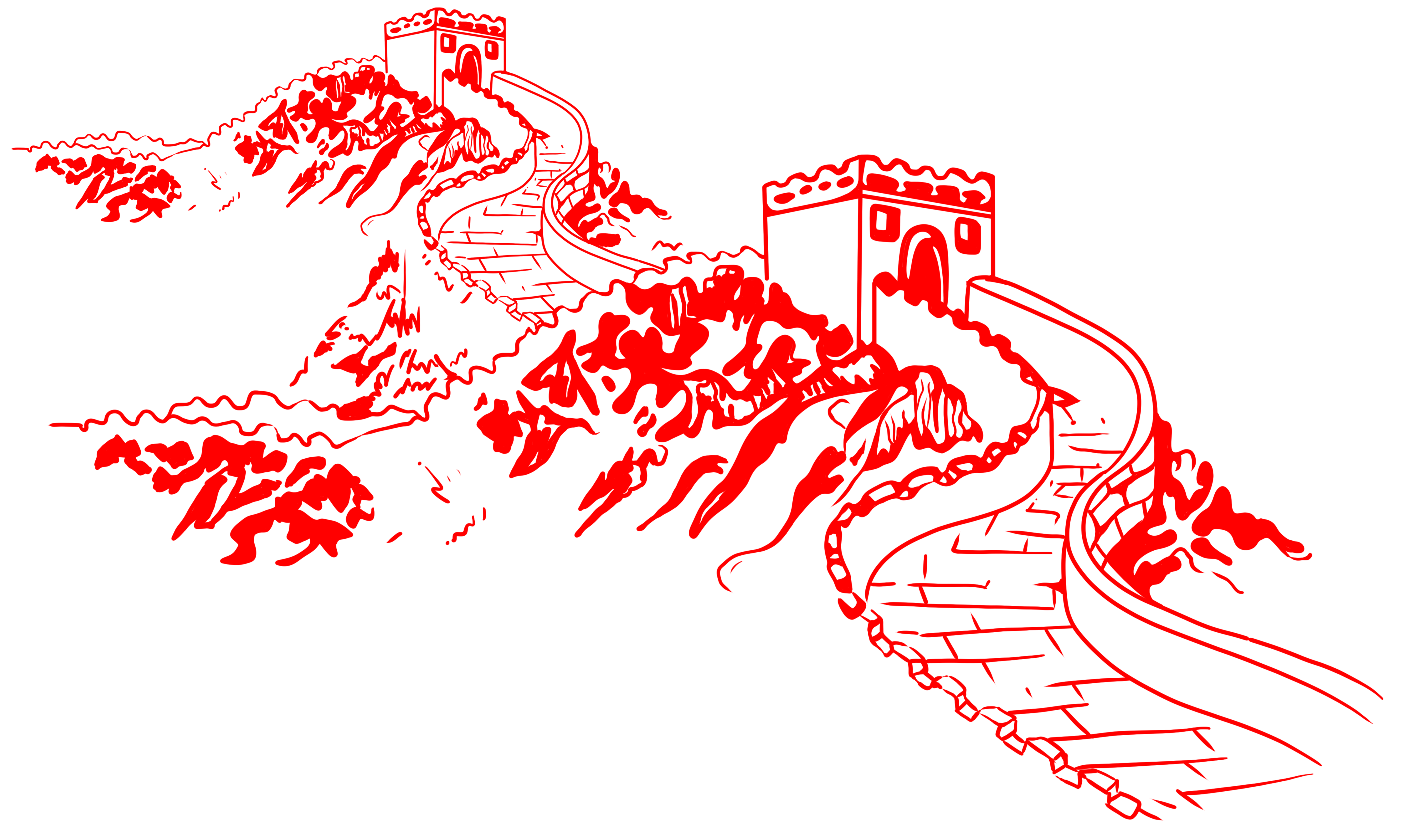 长城剪红纸