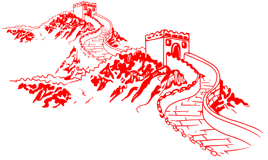 长城剪红纸