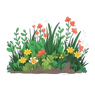 手绘草花图形素材PNG