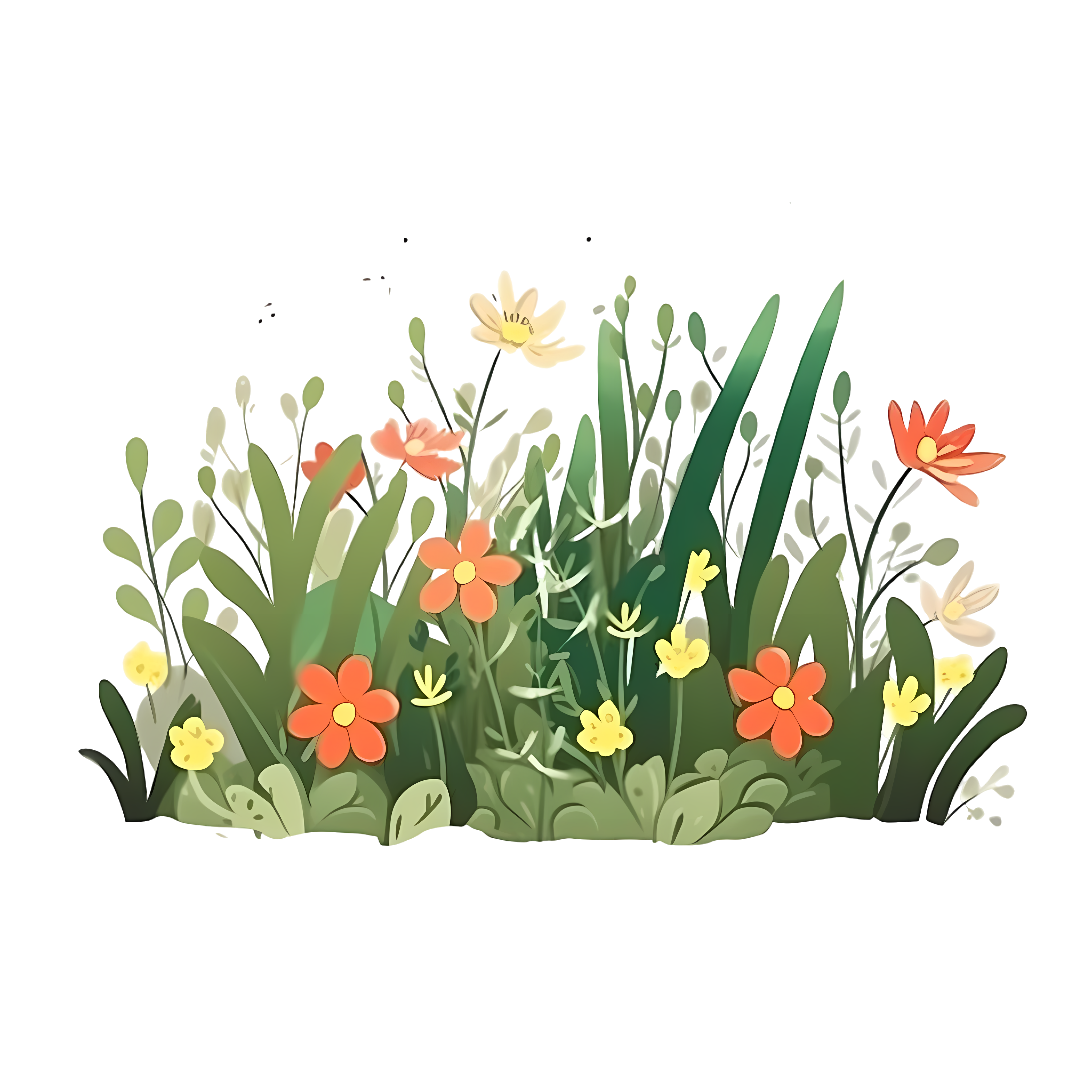 手绘草花插画PNG素材
