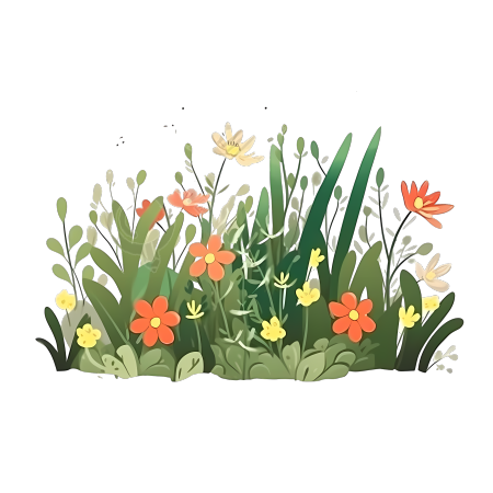 手绘草花插画PNG素材