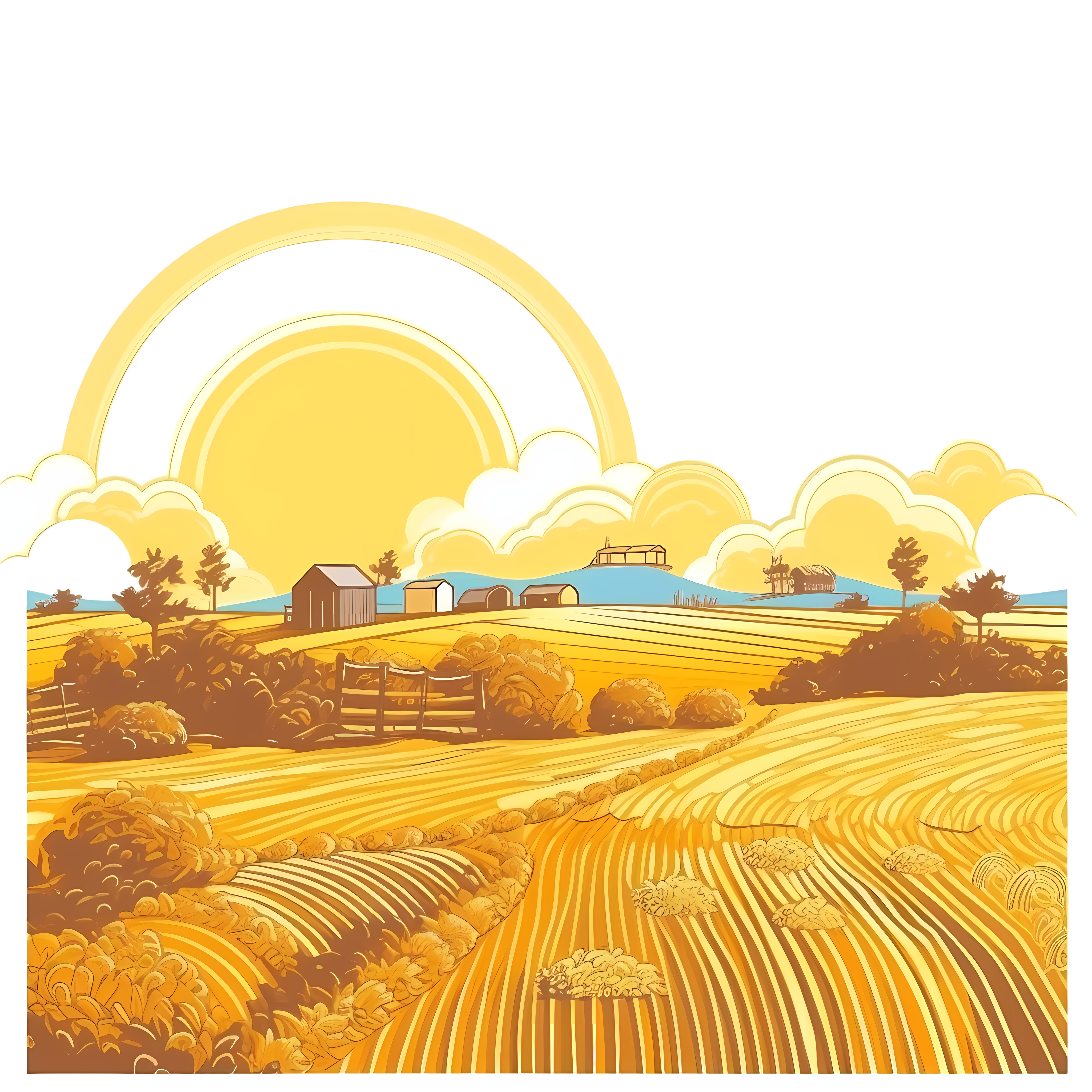 大丰收手绘插画透明背景图形素材