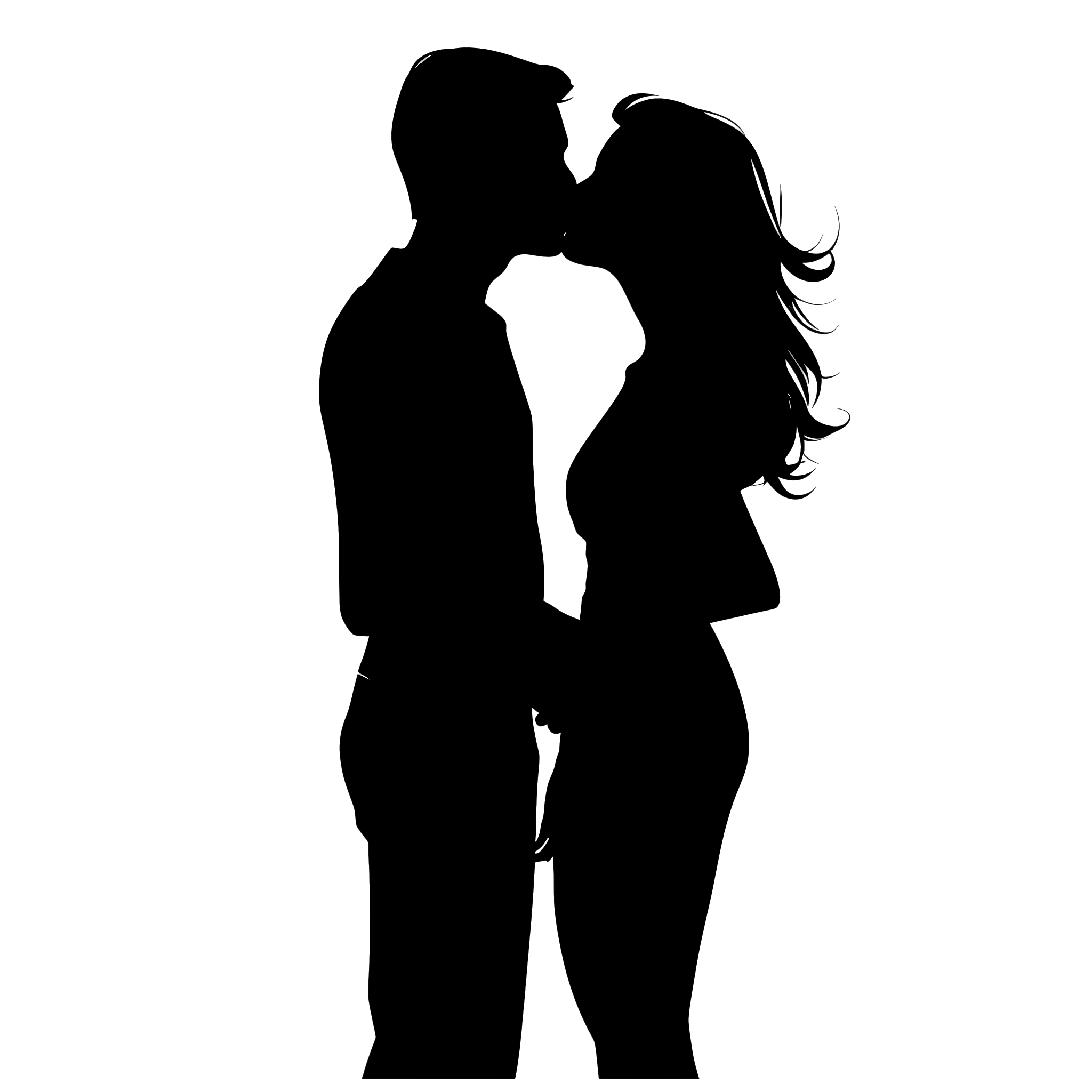手绘插画情侣接吻图形素材