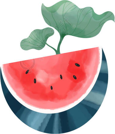 美味的西瓜绿色荷叶插画