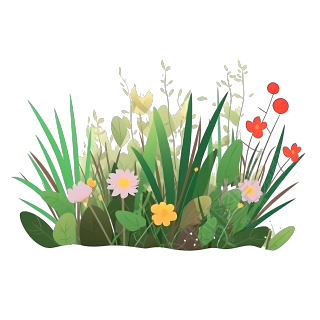 小草鲜花图形素材PNG