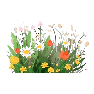 手绘草花图形素材PNG透明背景