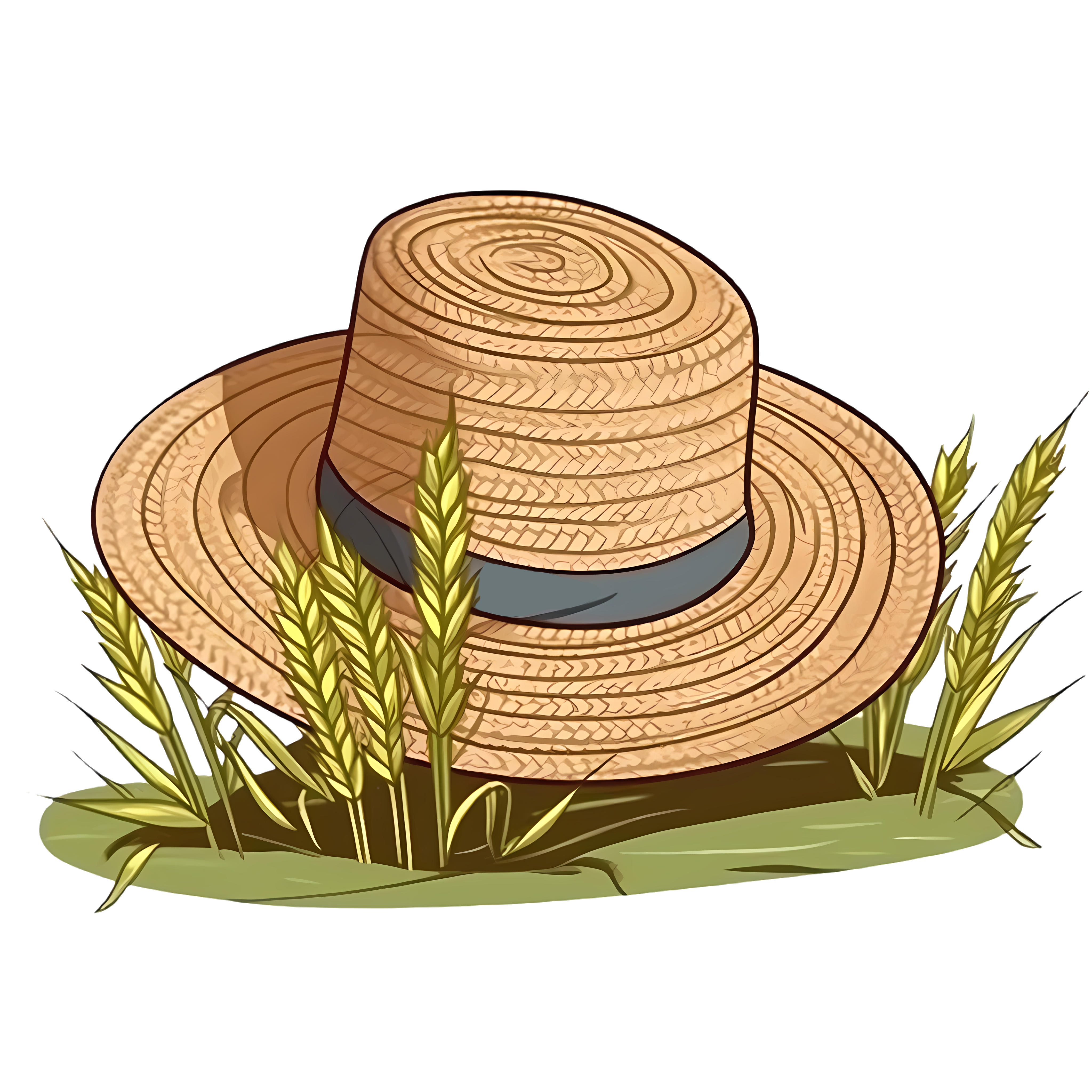 可商用麦穗稻草帽平面插画素材