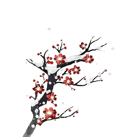 手绘梅花图案PNG素材-透明背景高清插画设计