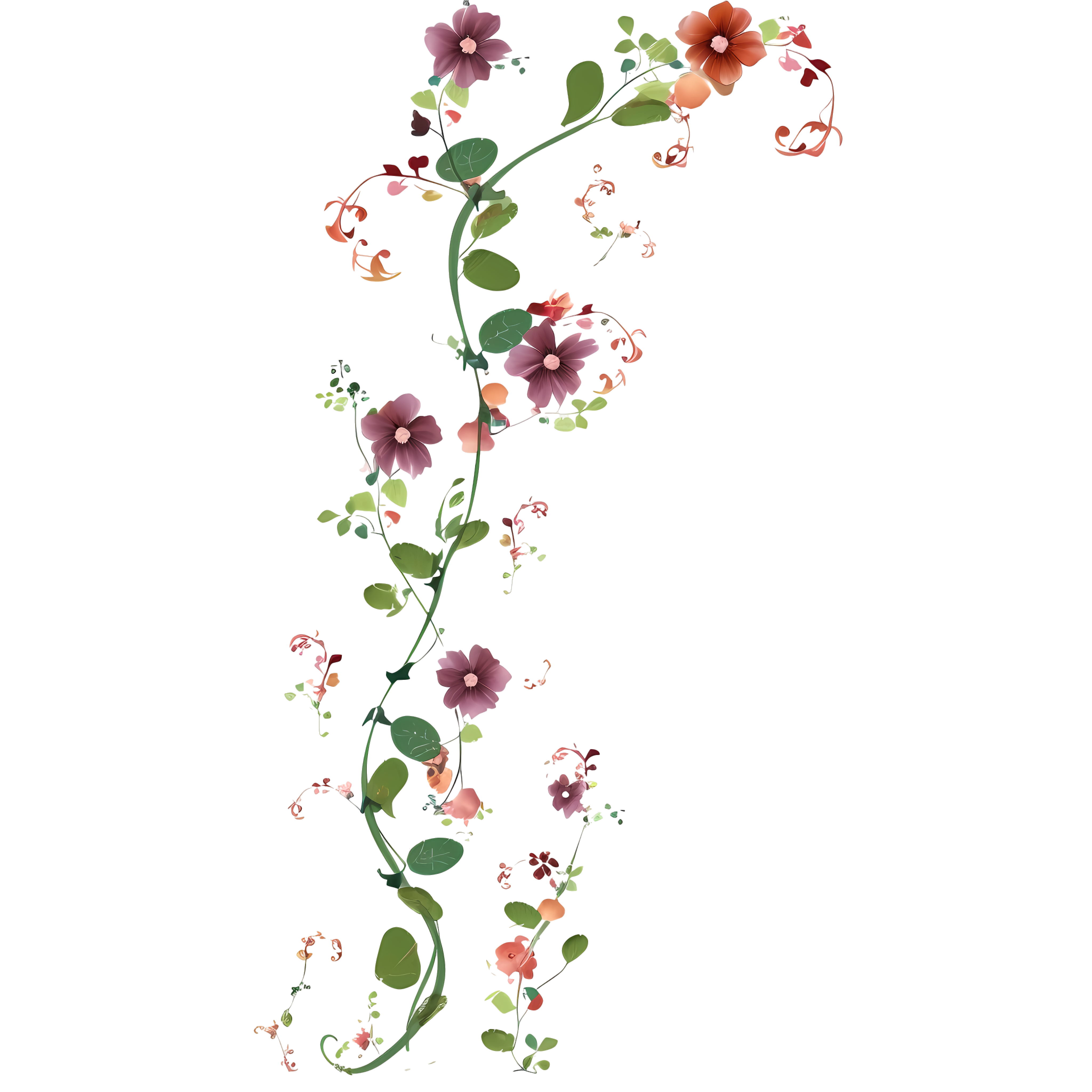手绘花草图案PNG素材