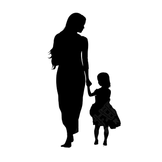 创意手绘母子插画PNG素材