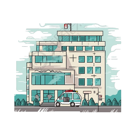 手绘插画医院高清PNG创意设计素材