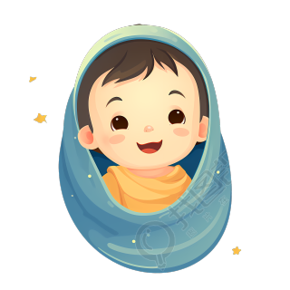 星纱包裹的可爱婴儿PNG图形素材