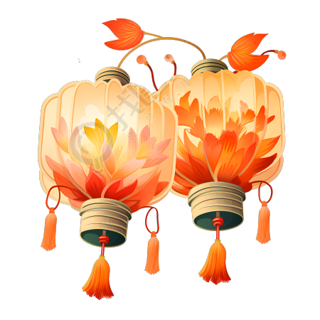 精美中式灯笼PNG矢量插画设计