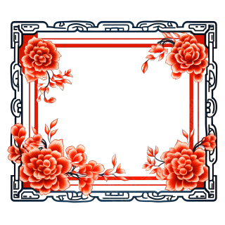 中式红金相框插画设计素材