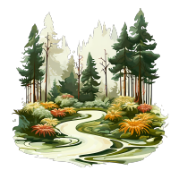 花园景观矢量插图