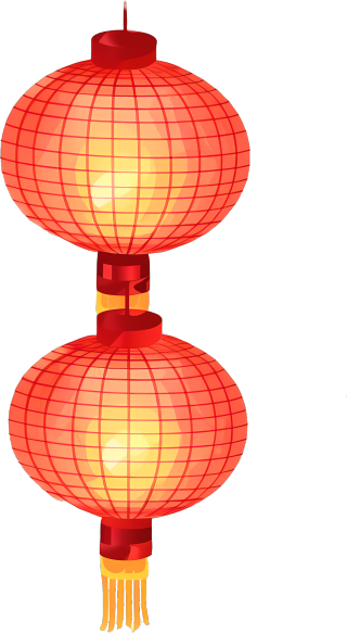 两个红灯笼透明背景的高清PNG图形素材