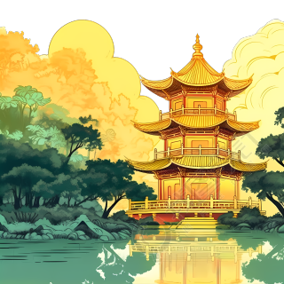 中国园林插画素材