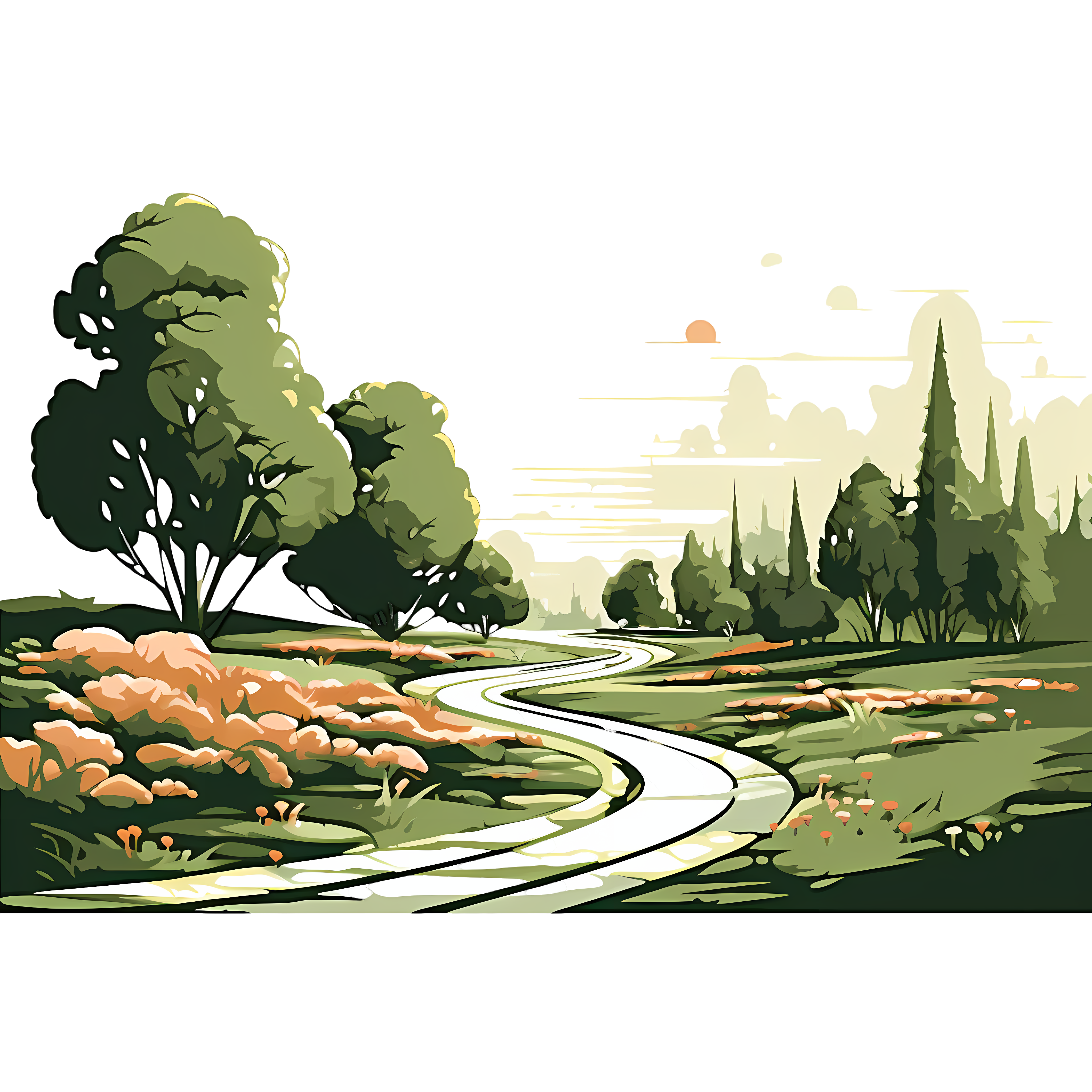 花园景观插画