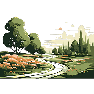 花园景观插画
