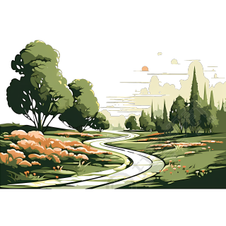 花园景观插画