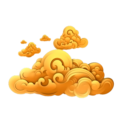 黄金中国吉祥云白色背景