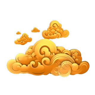黄金中国吉祥云白色背景