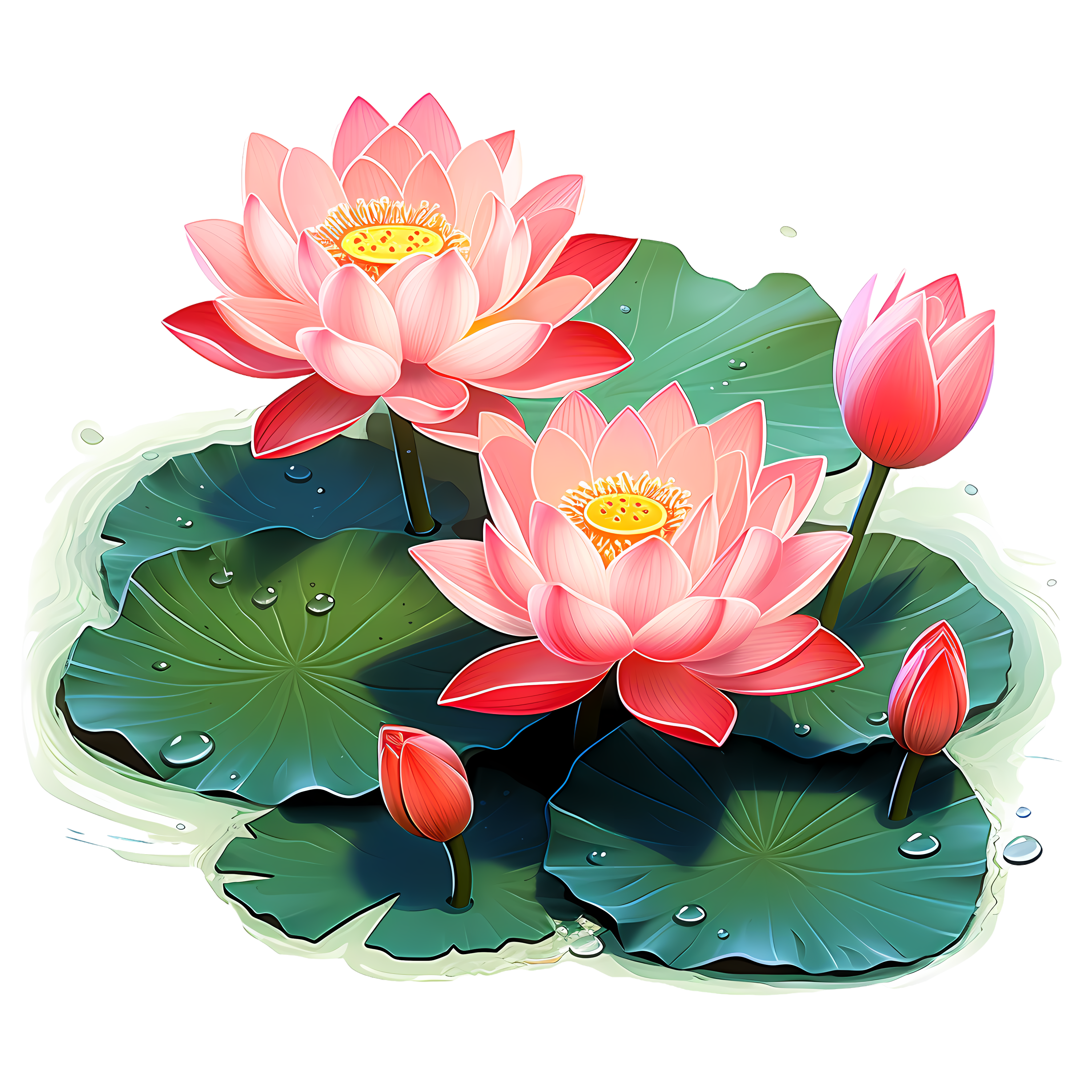 手绘荷花插画设计素材