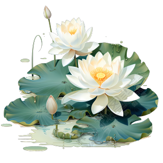 水蓮花在葉子上