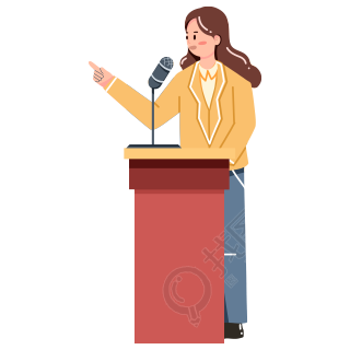 演讲台上的女演讲师素材