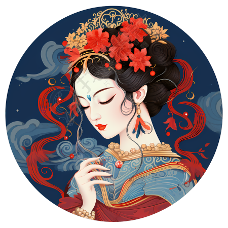 穿嫁衣肖像风格的爱神贴纸元素